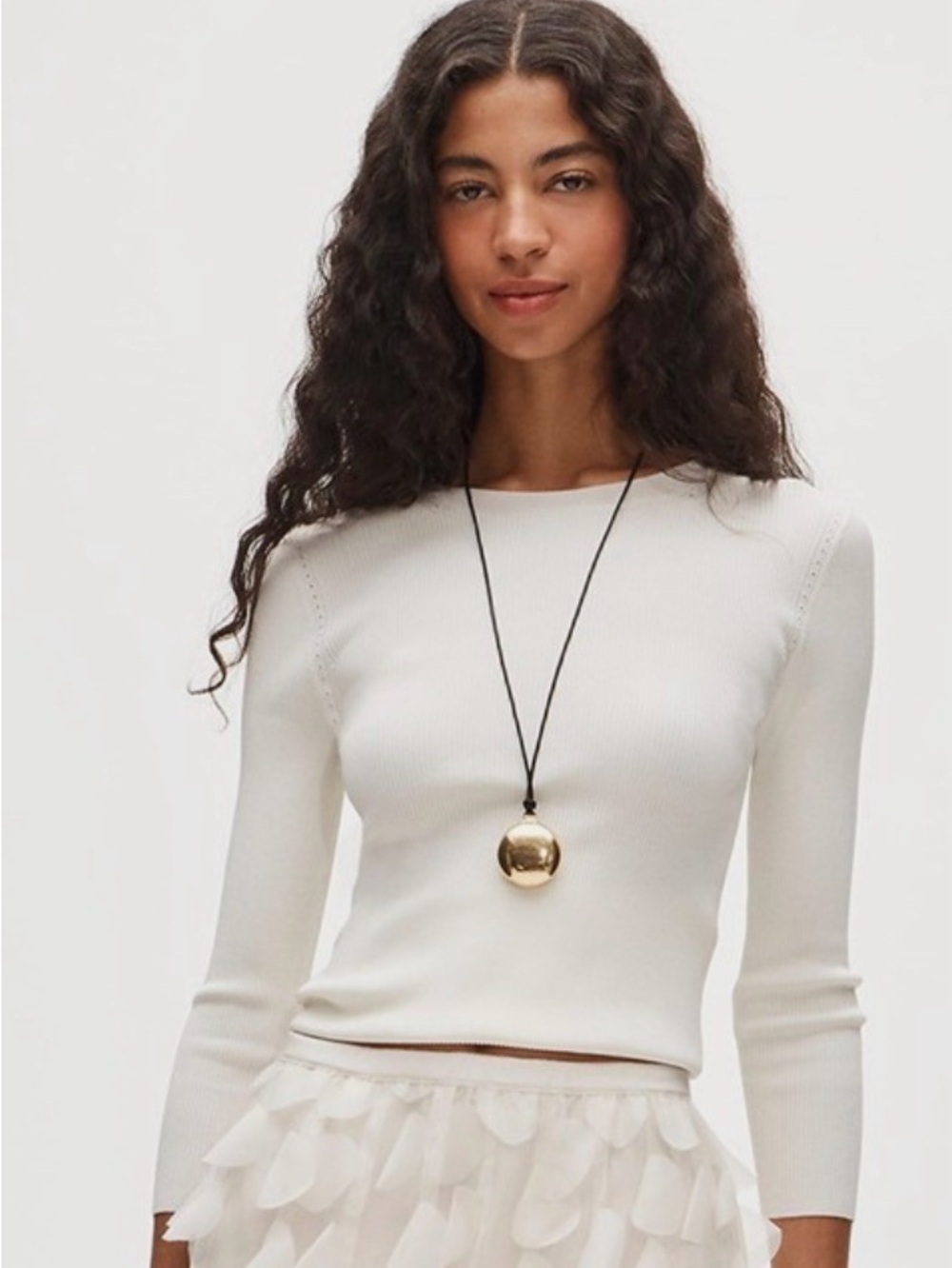J. Crew Elbow-sleeve ribbed sweater Ivory M